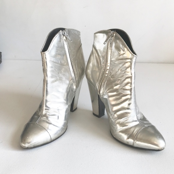 Burberry Shoes - BURBERRY silver ankle Boots  36 1/2 6 6.5 leather